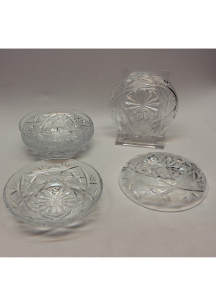 Beyaz Kristal Kesme Göz Desenli Çay Tabağı 6'lı Set modelleri