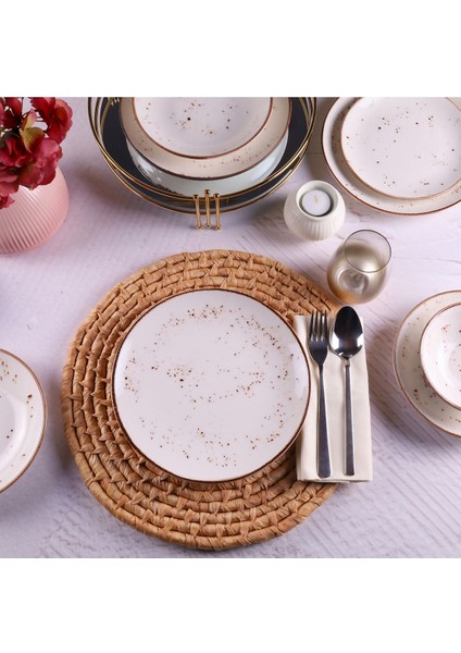 Beyaz 24 cm 6'lı Servis Tabağı Seti, Şık ve Kullanışlı Sunumlar Için Ideal