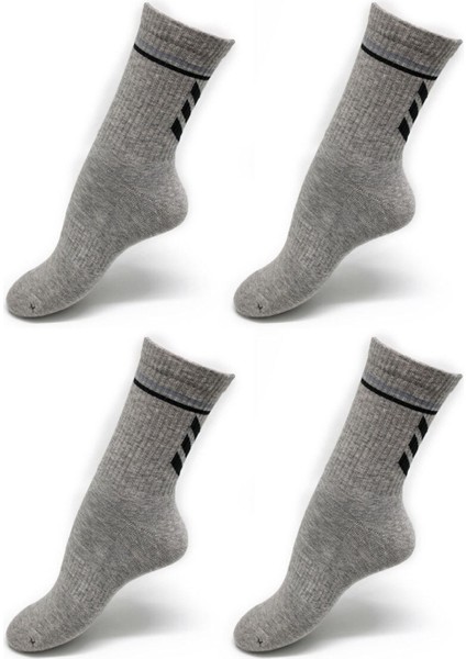 Gri Melanj Desenli Havlu Taban Sporcu Çorabı