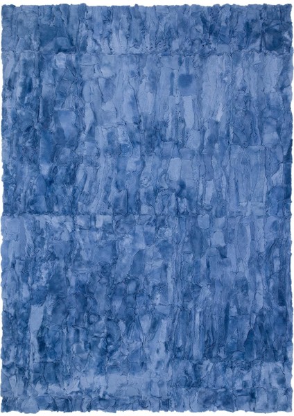 Buz Mavisi Tavşan Derisi Halı - Şık Salon Halısı, Pofuduk Halı, Kaymaz Taban Halı