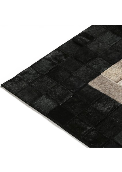 Bej Siyah Dana Derisi Patchwork Halı – El Dokuma Hakiki Deri Şık Giriş Halısı indirimleri