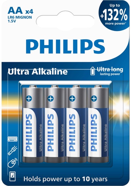 Phılıps LR6E4B/70 Alkalin Kalın Pil 4'lü Set