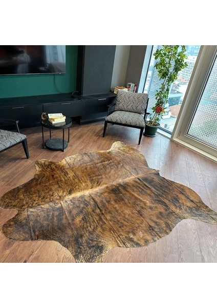 Kahverengi Hakiki Dana Derisi Post Halı 165X217CM – El Yapımı Gerçek Deri Post Halı, Lüks Dekor Halı fiyatları