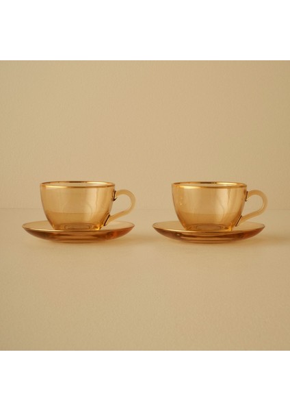 Şık Bej Çay Fincan Seti 2'li, Zarif ve Kullanışlı Tasarım