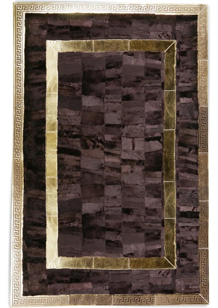 Altın Kenarlı Koyu Kahverengi Toskana Halı, Dekoratif Salon Halısı, Kaymaz Tabanlı Halı fırsatları