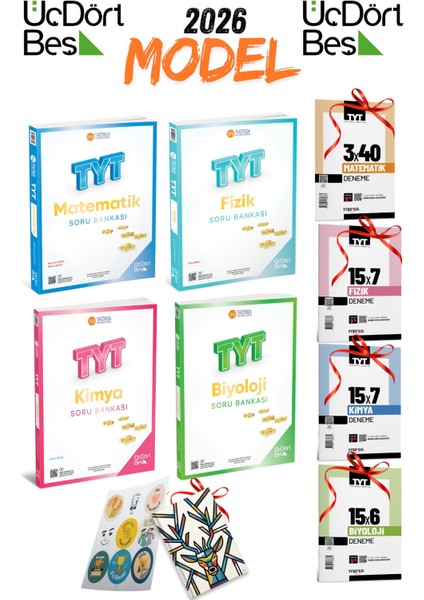 2026 Model Üç Dört Beş Yayınları Tyt Matematik Tyt Fizik Tyt Kimya Tyt Biyoloji Soru Bankası Seti