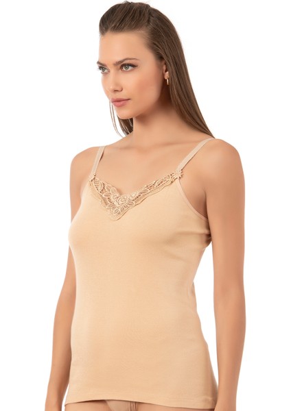 Özkan 0110 3'lü Paket Kadın Ribana %100 Pamuklu Güpürlü Esnek Rahat Ince Askılı Atlet fırsatları