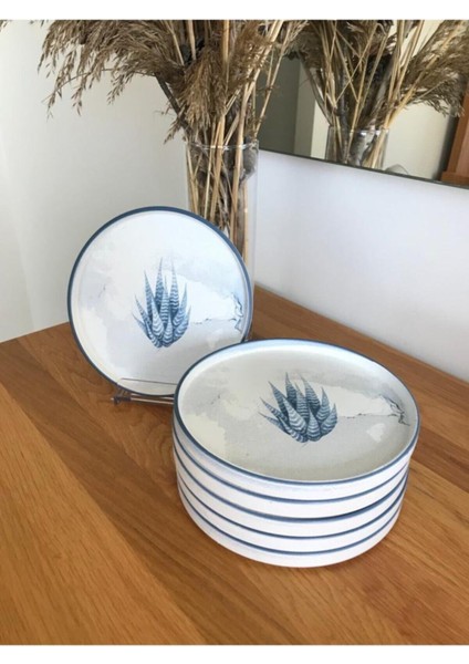 6'lı 21 cm Mavi Çocuk Kaktüs Servis Tabağı Seti