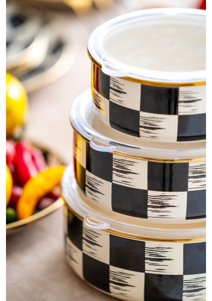 Şık 3'lü Emaye Saklama Kabı Seti, Modern Dekor ve Kullanışlı Tasarım fiyatları