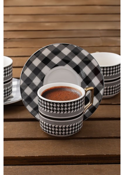 6 Kişilik 12 Parça Porselen Türk Kahvesi Fincan Takımı Siyah 100ML fiyatları