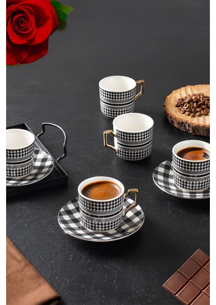 6 Kişilik 12 Parça Porselen Türk Kahvesi Fincan Takımı Siyah 100ML modelleri