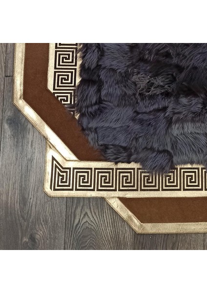 Altın Bordürlü Siyah Toskana Kürkü Halı – El Yapımı Şık ve Yumuşak Salon Halısı modelleri