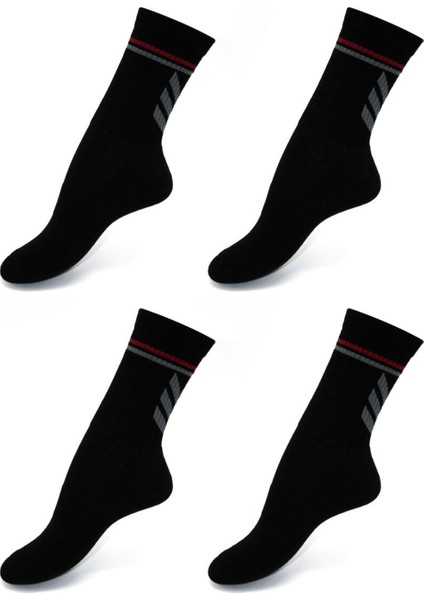 Siyah Renk Desenli Havlu Taban Sporcu Çorabı