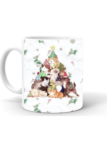 Yılbaşı ve Noel Temalı Şık Baskılı Seramik Beyaz Kupa, Güzel Hediye Seçeneği