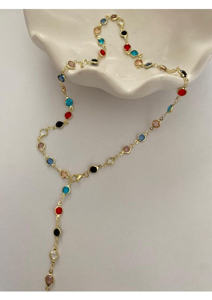 Çelik Renkli Taşlı Oval Y Model Ayarlanabilir Kolye modelleri