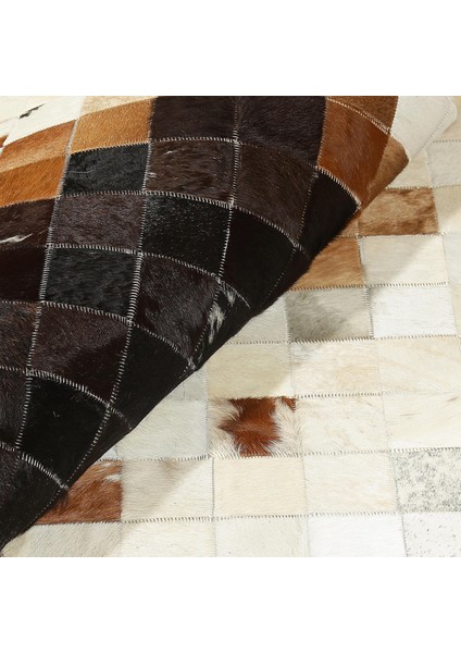 Kahverengi Doğal Dana Derisi Patchwork Halı – El Yapımı Hakiki Deri Lüks Mutfak Halısı modelleri