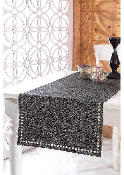 Antrasit Runner Amerikan Servis Masa Örtüsü 40X140 Cm, Şık ve Dayanıklı Tasarım