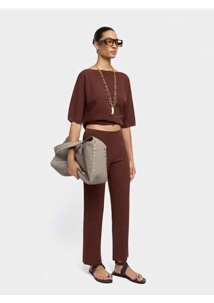 Fitilli Örme Pantolon