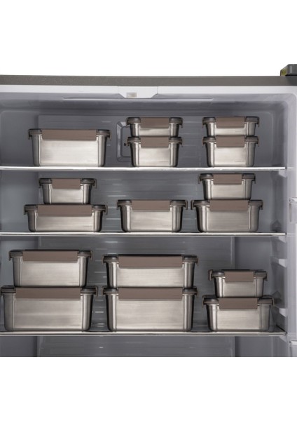 Paslanmaz Çelik Dörtgen Fırın ve Saklama Kabı, Kilitli, 310L, Kahverengi indirimleri