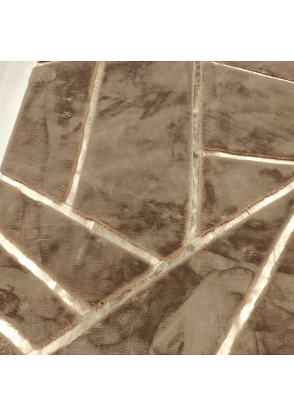 Çizgili Kahverengi Peluş Halı - Modern Salon Halısı modelleri