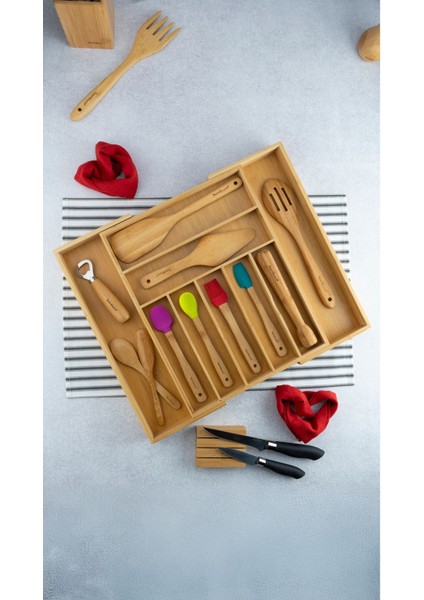 Kahverengi Ayarlanabilir Çekmece Düzenleyici, Kaşıklık ve Bıçaklık Seti fiyatları