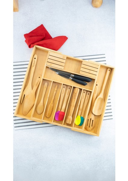 Kahverengi Ayarlanabilir Çekmece Düzenleyici, Kaşıklık ve Bıçaklık Seti fırsatları