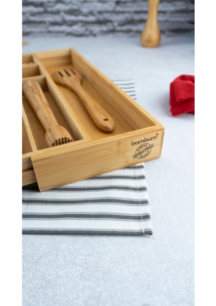 Kahverengi Ayarlanabilir Çekmece Düzenleyici, Kaşıklık ve Bıçaklık Seti