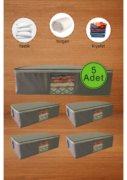 5li Pencereli Elbise Kıyafet Nevresim Çok Amaçlı Düzenleyici Yazlık-Kışlık Kıyafet Saklama Tela Hurç