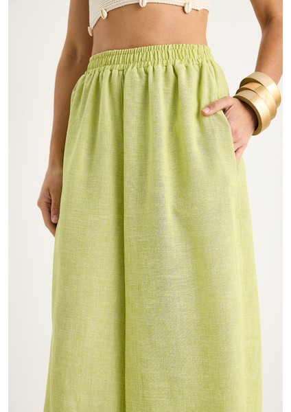 Kadın Beli Lastikli Astarlı Cep Detaylı Şalvar Pantolon