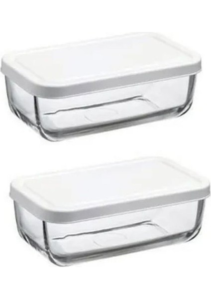 Beyaz Snow Box Kapaklı Cam Saklama Kabı, 2’li Set, Şık ve Kullanışlı Tasarım