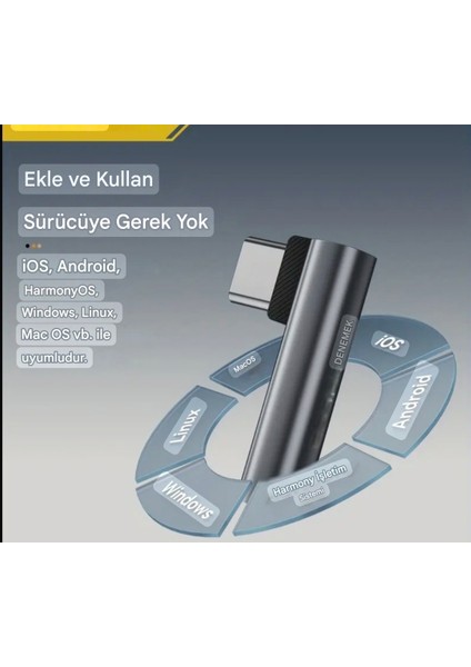 Type-C To 3.5mm Jack Aux Kulaklık Çevirici Dönüştürücü Dac Çip+Hi-Fi Ses Teknolojisi CE Lisanslı Sağlam Orjinal