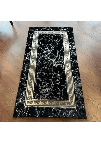 Siyah Mermer Desenli Yumuşak Peluş Halı – El Yapımı Modern ve Şık Yumuşak Halı fiyatları