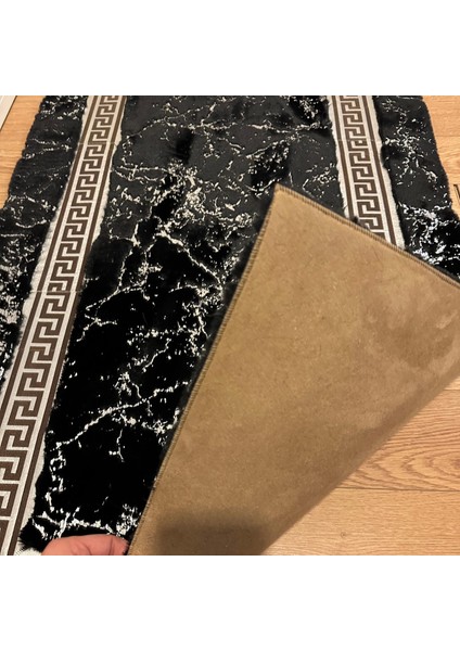 Siyah Mermer Desenli Yumuşak Peluş Halı – El Yapımı Modern ve Şık Yumuşak Halı fırsatları