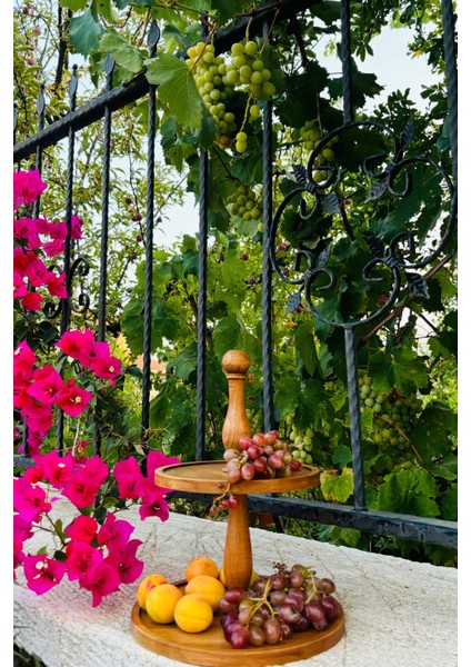 Iki Katlı Ahşap Kek ve Pasta Sunum Standı, Çok Amaçlı Ikramlık, 21/25 cm fırsatları