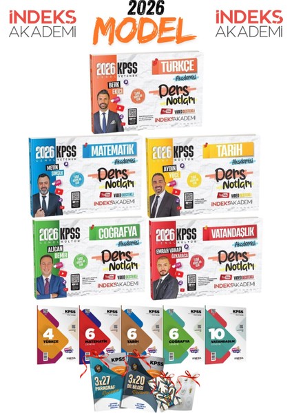 2026 Kpss Gygk Indeks Akademi 5li Ders Notları Seti ve 5li Branş Deneme Seti 3 Hediyeli Set