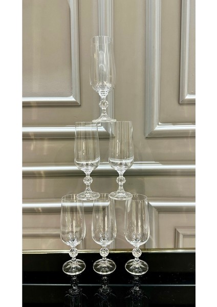 180 ml Kristal Ayaklı Sade Su ve Kahve Bardağı Beyaz Renk