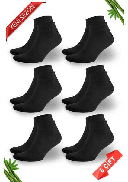 Siyah Erkek Bambu Patik Çorap 6'lı Set 38- 40