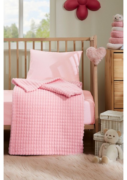 Yumuşak ve Şık Piramit Bebek Battaniyesi 90X110 Cm, Pembe Renk Seçeneği