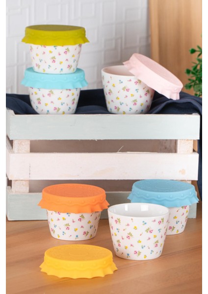 Renkli Silikon Kapaklı 6'lı Kavanoz Seti, 150 Cc, Şık ve Kullanışlı Mutfak Aksesuarı