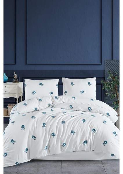 Lastikli Çarşaflı Nevresim Takımı | Çiçek Desen Beyaz fiyatları