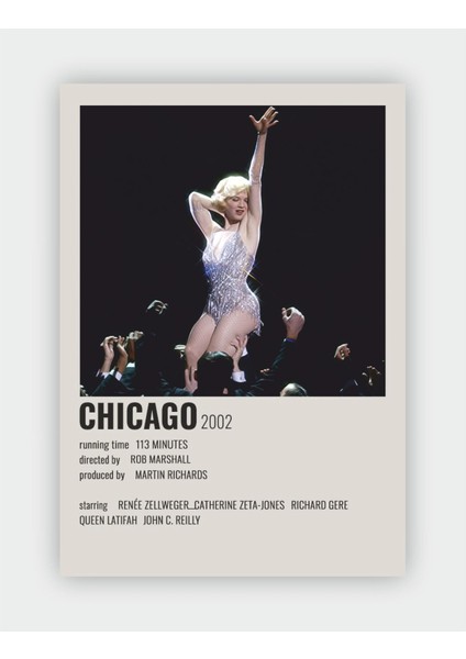 Renkli Chicago Film Bilgi Kartı Duvar Posteri, Şık ve Dekoratif Tasarım