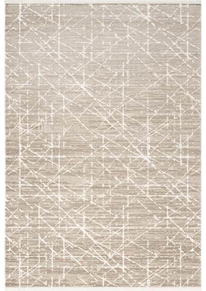 Jade JD012B Bej Halı Modern Geometrik Desenli Triko Akrilik Pamuk Tabanlı Kaymaz Salon Halısı