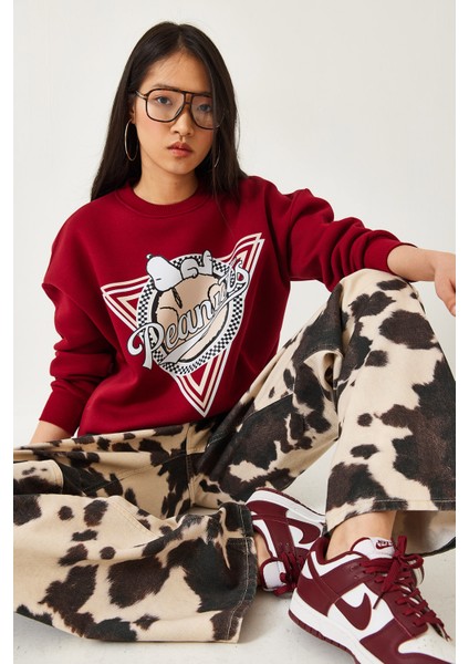 Kadın Üç Iplik Şardonlu Baskılı Sweatshirt