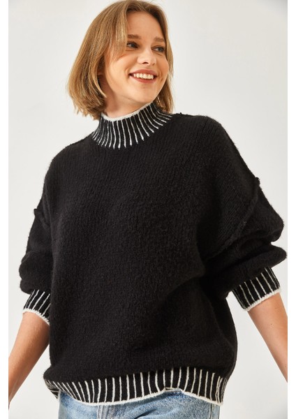 Kadın Salaş Desenli Triko Kazak fiyatları