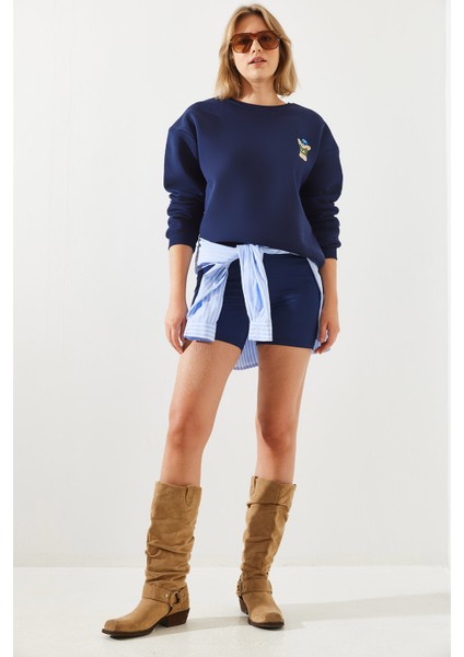 Kadın Nakışlı Iplik Sweatshirt