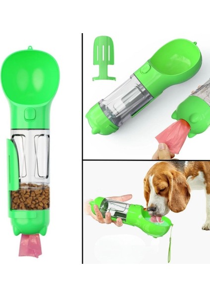 Taşınabilir Hazneli Mama Kaplı ,kaka Poşetli Kedi,köpek SULUĞU-300ML (2818)