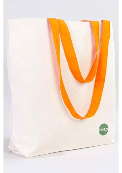 Turuncu Saplı Büyük Bez Tote Çanta