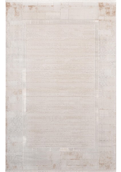 VOGUE VG001B Krem Bej Klasik Desen Modern Renk 100 TARAK Viskon Salon Halısı Ipek Serisi