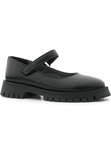 Siyah Kırışık Rugan Cırtlı Kalın Tabanlı Kız Çocuk Okul Ayakkabısı fiyatları
