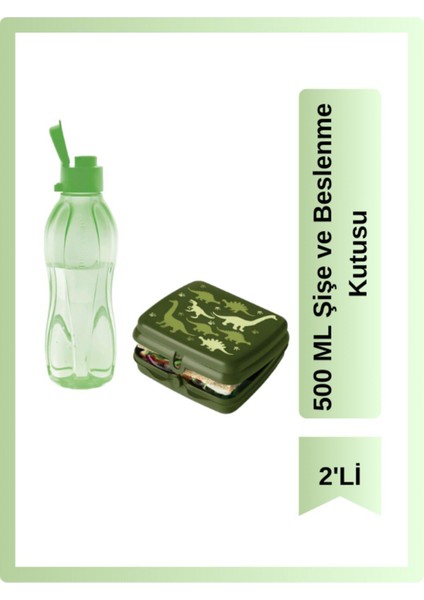 Yeşil 500 ml Eco Şişe ve Beslenme Kutusu, Sağlıklı ve Şık Alternatif